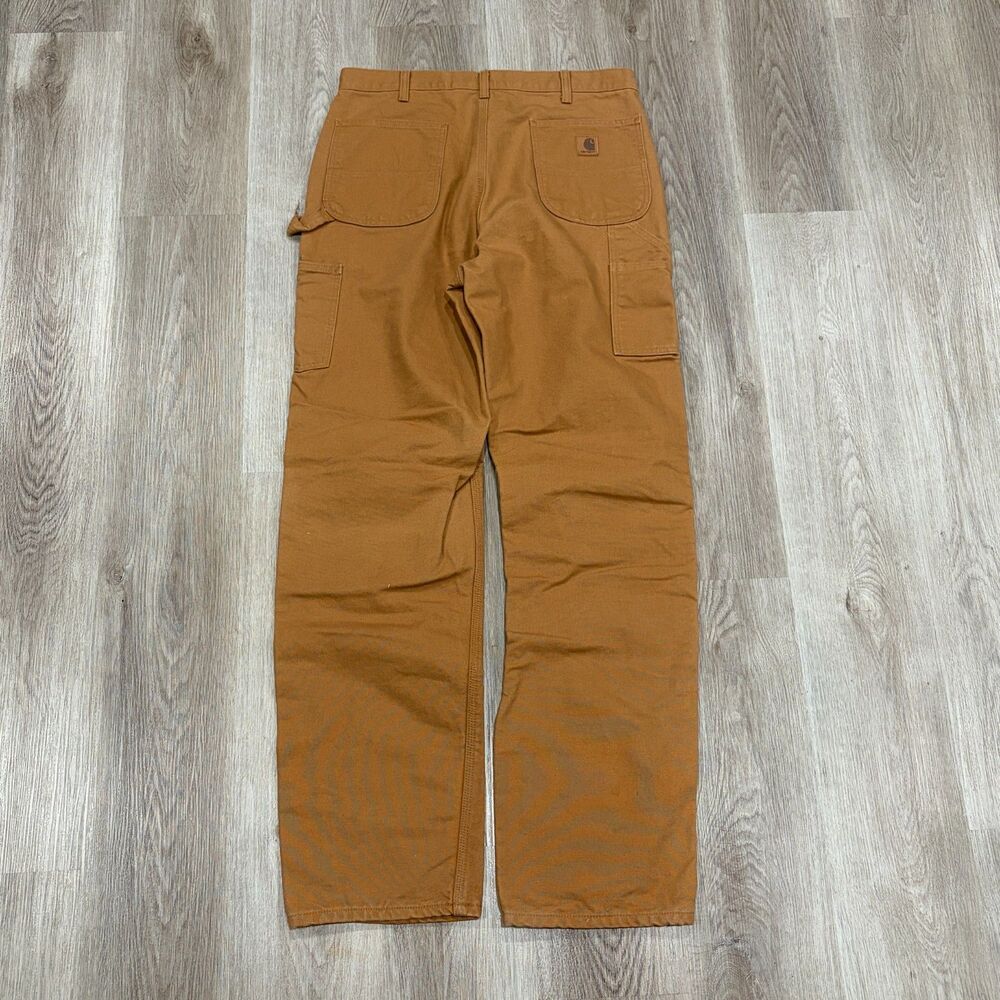 Vintage 00s Carhartt Flannel Lined 35x35 Carpenter Canvas Pants B111 BRN